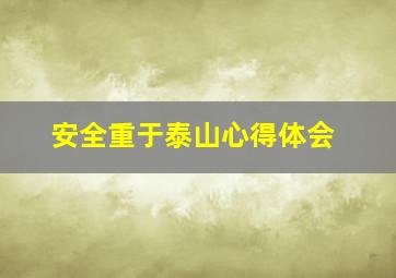 安全重于泰山心得体会