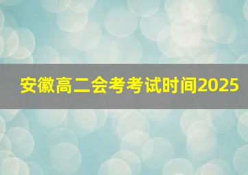 安徽高二会考考试时间2025