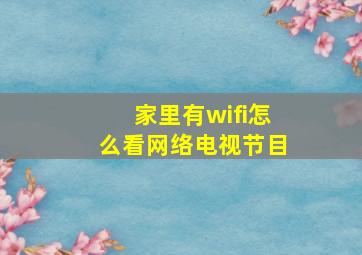 家里有wifi怎么看网络电视节目