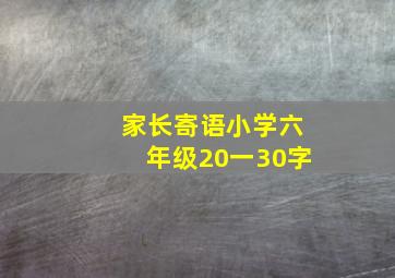 家长寄语小学六年级20一30字