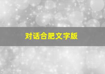 对话合肥文字版