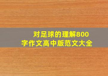 对足球的理解800字作文高中版范文大全