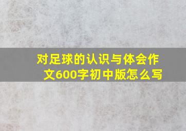 对足球的认识与体会作文600字初中版怎么写