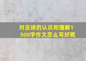 对足球的认识和理解1500字作文怎么写好呢