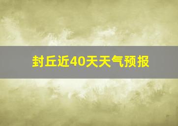 封丘近40天天气预报