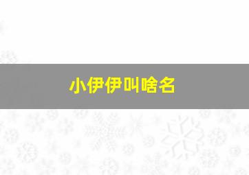 小伊伊叫啥名