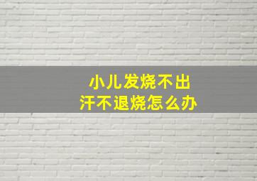 小儿发烧不出汗不退烧怎么办