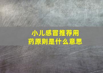 小儿感冒推荐用药原则是什么意思