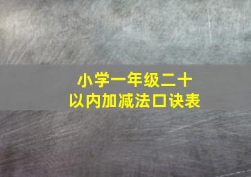 小学一年级二十以内加减法口诀表