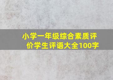 小学一年级综合素质评价学生评语大全100字