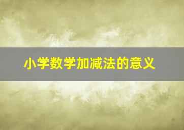 小学数学加减法的意义