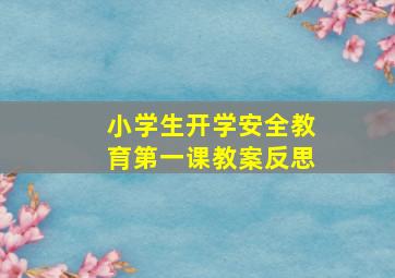 小学生开学安全教育第一课教案反思