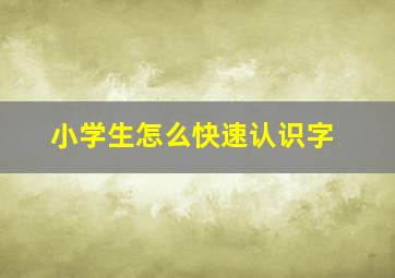 小学生怎么快速认识字