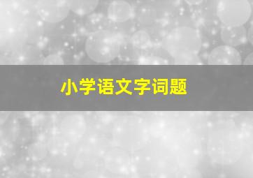 小学语文字词题