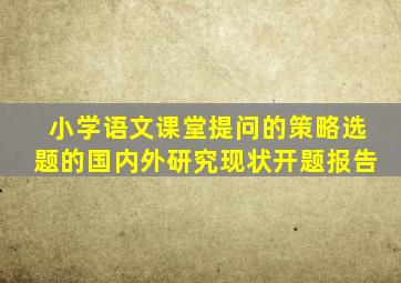 小学语文课堂提问的策略选题的国内外研究现状开题报告