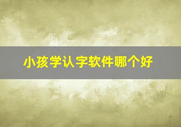 小孩学认字软件哪个好