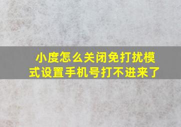 小度怎么关闭免打扰模式设置手机号打不进来了