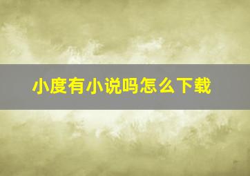 小度有小说吗怎么下载