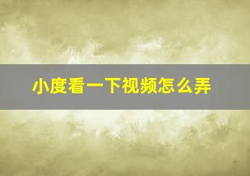 小度看一下视频怎么弄