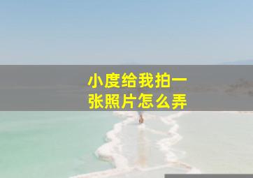 小度给我拍一张照片怎么弄