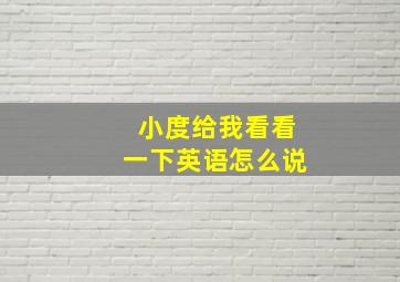 小度给我看看一下英语怎么说