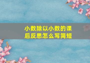 小数除以小数的课后反思怎么写简短