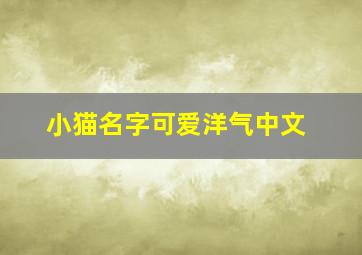 小猫名字可爱洋气中文