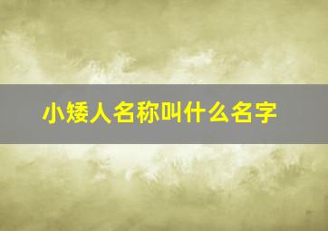 小矮人名称叫什么名字