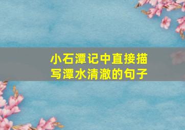 小石潭记中直接描写潭水清澈的句子