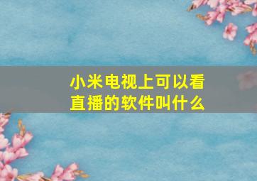 小米电视上可以看直播的软件叫什么