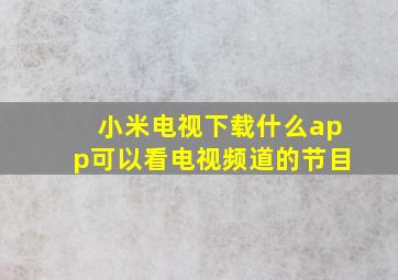 小米电视下载什么app可以看电视频道的节目