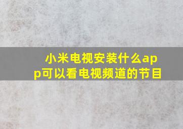 小米电视安装什么app可以看电视频道的节目