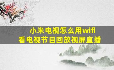 小米电视怎么用wifi看电视节目回放视屏直播