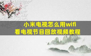 小米电视怎么用wifi看电视节目回放视频教程