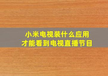 小米电视装什么应用才能看到电视直播节目