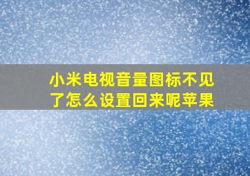 小米电视音量图标不见了怎么设置回来呢苹果