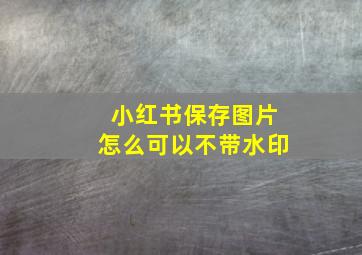 小红书保存图片怎么可以不带水印