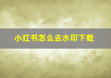 小红书怎么去水印下载