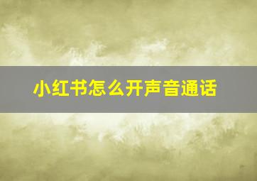 小红书怎么开声音通话