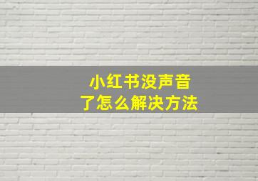 小红书没声音了怎么解决方法