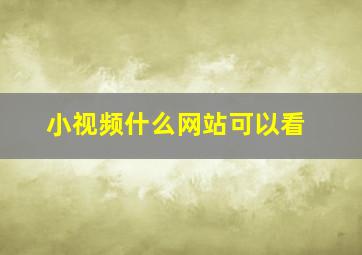 小视频什么网站可以看