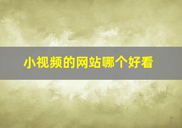 小视频的网站哪个好看