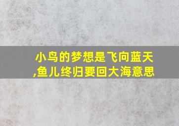 小鸟的梦想是飞向蓝天,鱼儿终归要回大海意思