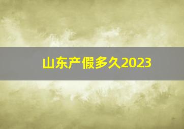 山东产假多久2023