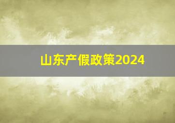 山东产假政策2024