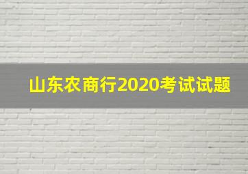 山东农商行2020考试试题