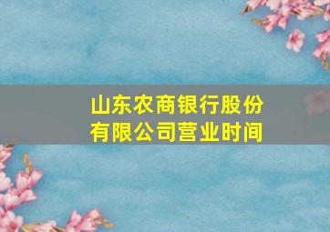 山东农商银行股份有限公司营业时间