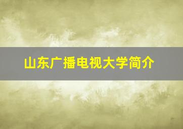 山东广播电视大学简介