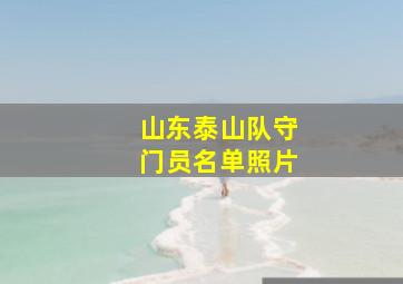 山东泰山队守门员名单照片