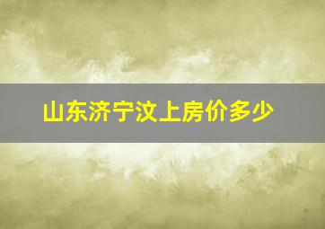 山东济宁汶上房价多少